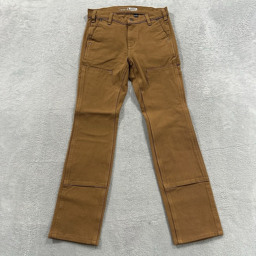 Carhartt Utility Pants Women 2 Reg Tan Relaxed Cargo Double Knee BN4296 Workwear
